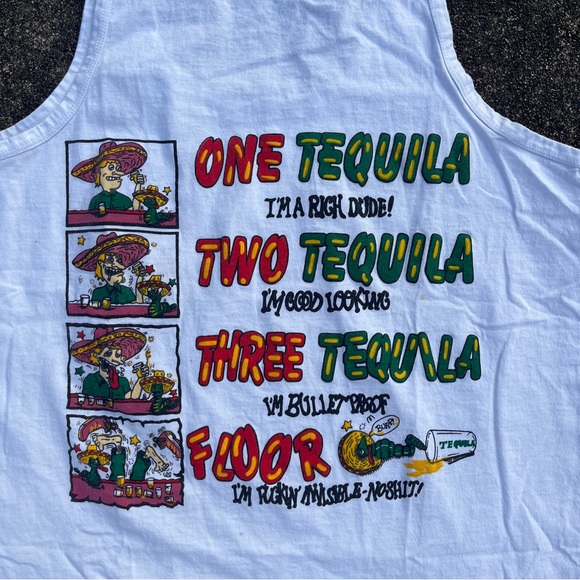 Vintage White Cozumel Mexico Tequila Tank Top Size Large Beach Funny Tee - Picture 5 of 5
